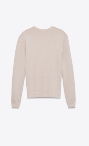 Sweatshirt with SAINT LAURENT square in light pink worn-look cotton fleece